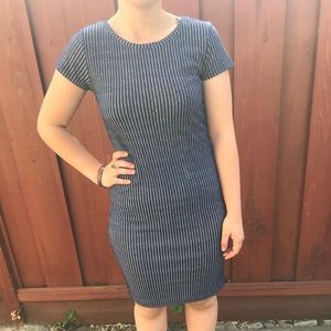 Navy blue midi body con dress .